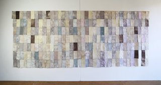 ___'Mixed Load'___, colour catchers collected from Christ's Hospital School laundry on calico, 3.5 M x 1.5 M, 2019